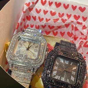 Silver Black Watch lab resizable valentines set for the king and queen unisex